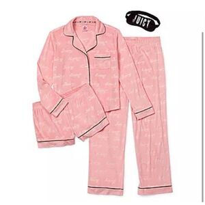 NWT Juicy By Juicy Couture 4PC Microfleece Pajama Set pink Women L (MSRP$80)